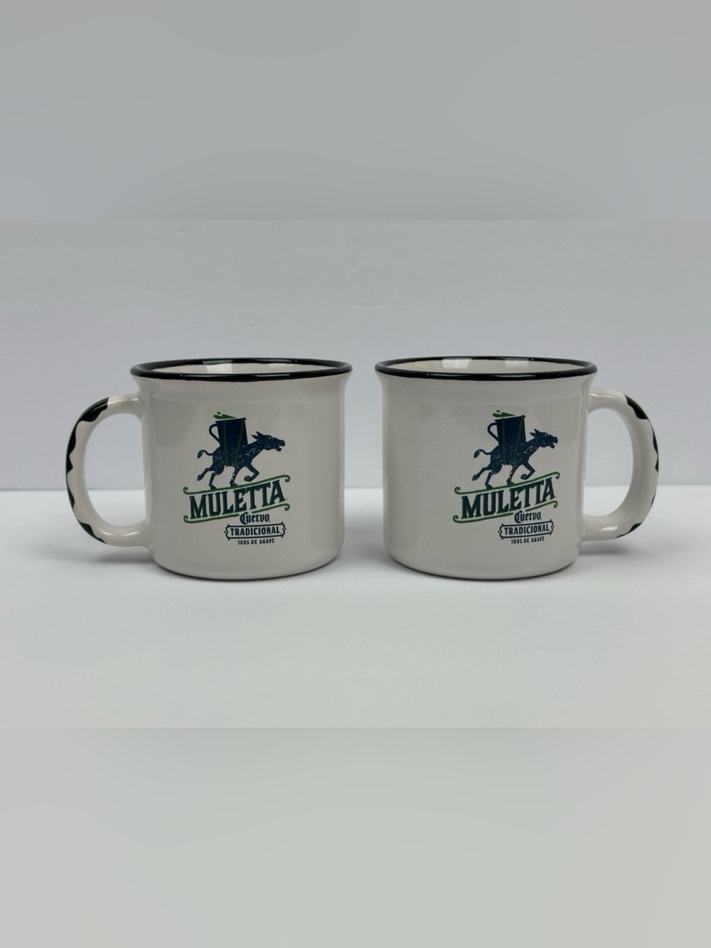 ✨🌵☕ Set of 2 Authentic Jose Cuervo Muletta Tradicional Ceramic Coffee Mugs 🍹🫏